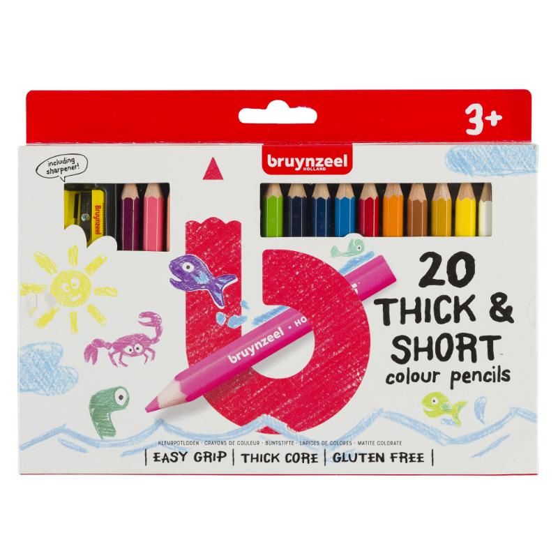 Bruynzeel Estuche de 20 lápices de color Kids cortos / gruesos