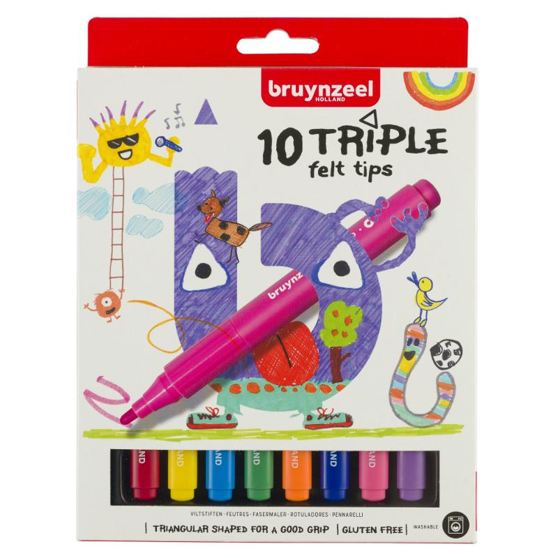Bruynzeel Estuche de 10 rotuladores Kids triangulares