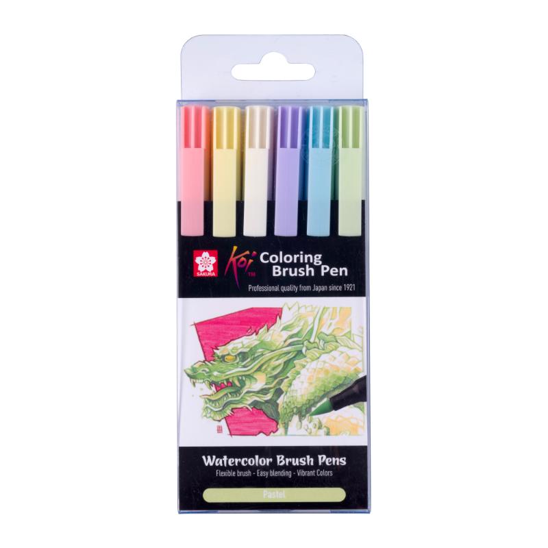 Sakura Koi Coloring Brush Pen set Pastel | 6 colores