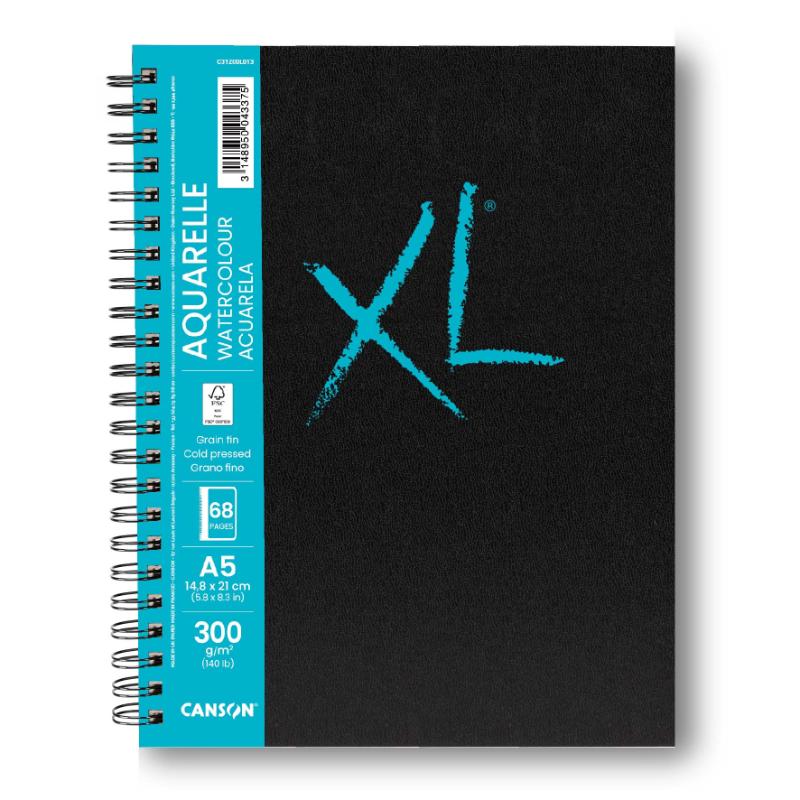 CANSON Bloc XL Aquarelle Book 300 grs Grano Fino en Espiral - Tapa Dura