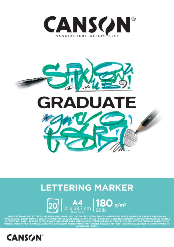 CANSON Graduate Bloc Lettering Marker 180 grs 20 hojas Lisas