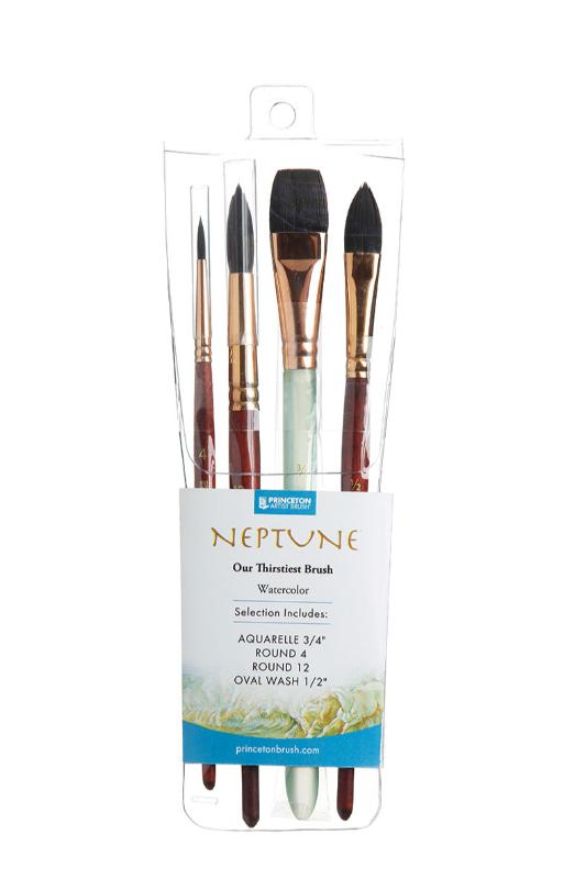 Princeton Neptune Sintético Mango Corto Profesional Set 4 Pinceles