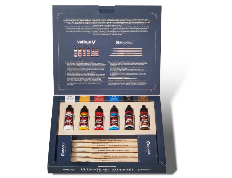 SET 5 PINCELES PARA MINIATURAS + 6 PINTURAS VALLEJO 8870