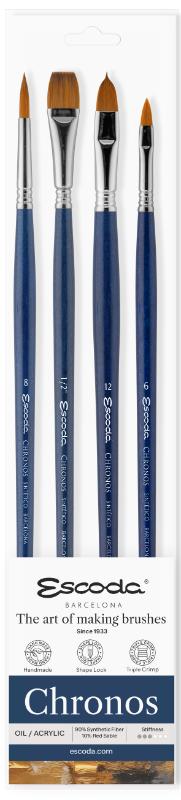 SET 4 PINCELES CHRONOS OLEO Y ACRILICO 8951